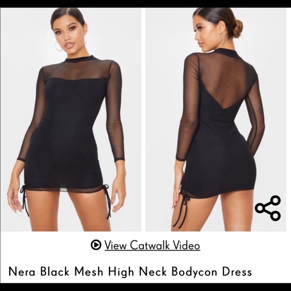 ❌SOLD❌ PLT black long sleeve mesh dress - Picture 2 of 3